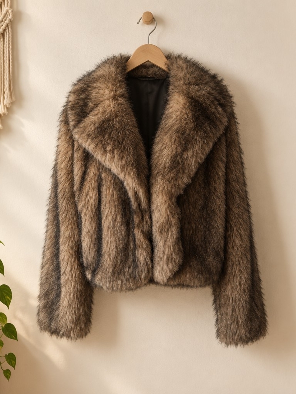Faux Fur Brown Jacket - Women's Cozy Short Coat